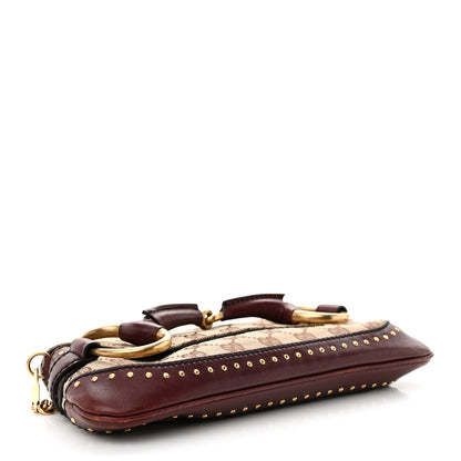 Gucci Monogram Studded Small Horsebit Clutch Bordeaux 4 of 14