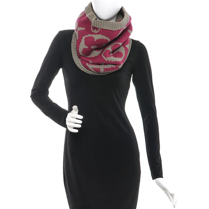 Louis Vuitton Wool Grand Froid Snood Scarf Dark Pink Grey 2 of 6