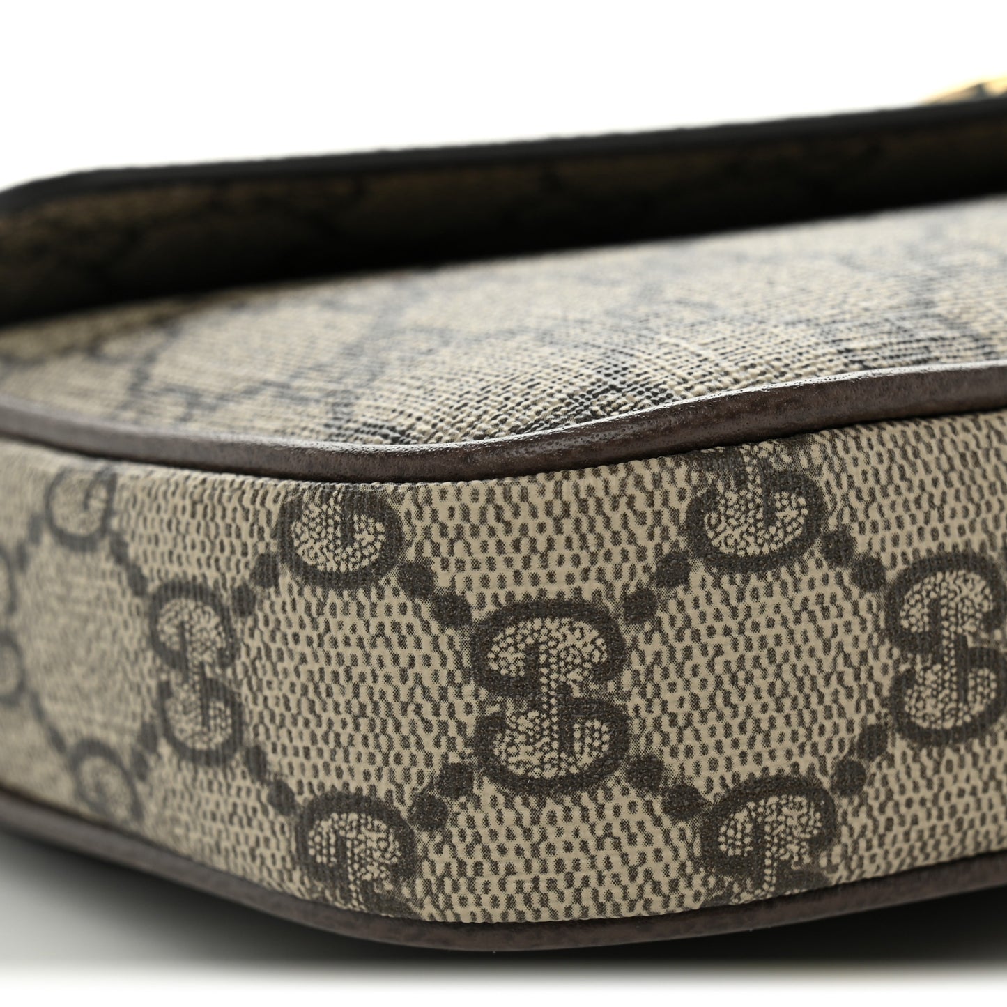 GG Supreme Monogram Textured Dollar Calfskin Web Mini Ophidia Envelope Shoulder Bag Beige Ebony
