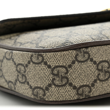 Gucci GG Supreme Monogram Textured Dollar Calfskin Web Mini Ophidia Envelope Shoulder Bag Beige Ebony 9 of 11