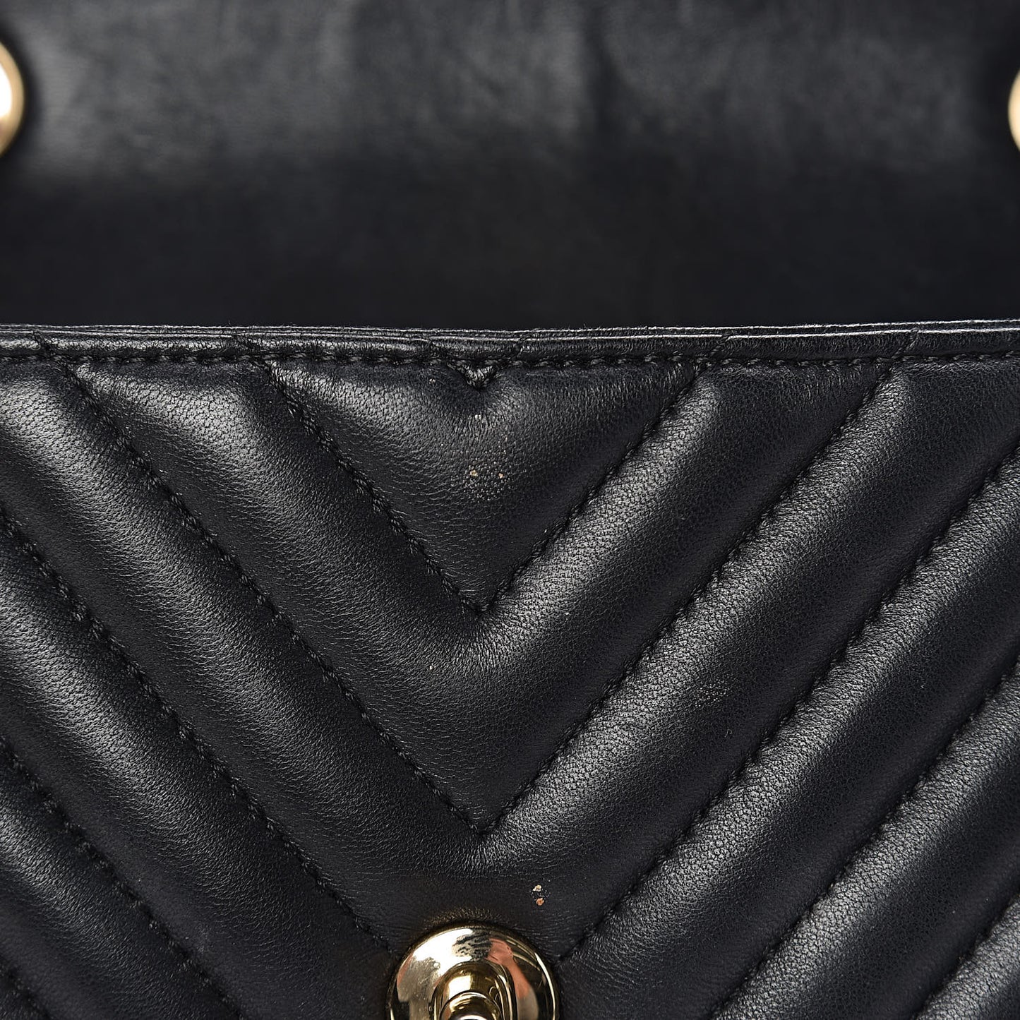 Lambskin Chevron Quilted Mini Rectangular Flap Black