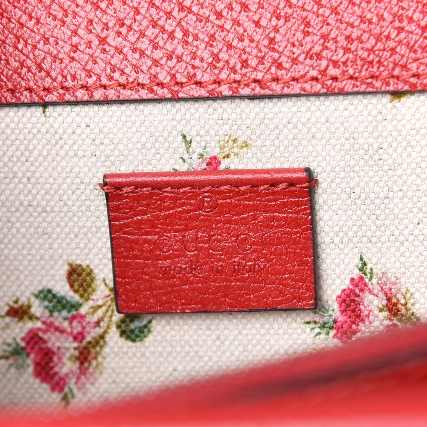 Calfskin Web Floral Embroidered Small Dionysus Shoulder Bag Hibiscus Red