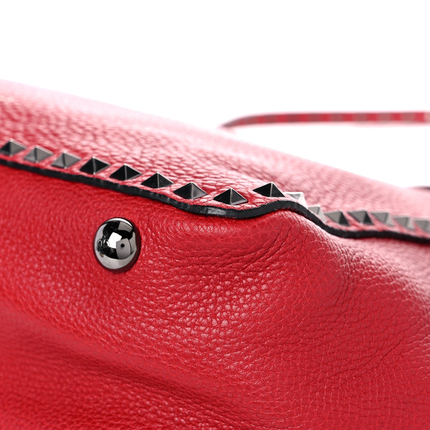 Pebbled Calfskin Medium Rockstud Tote Rosso Valentino