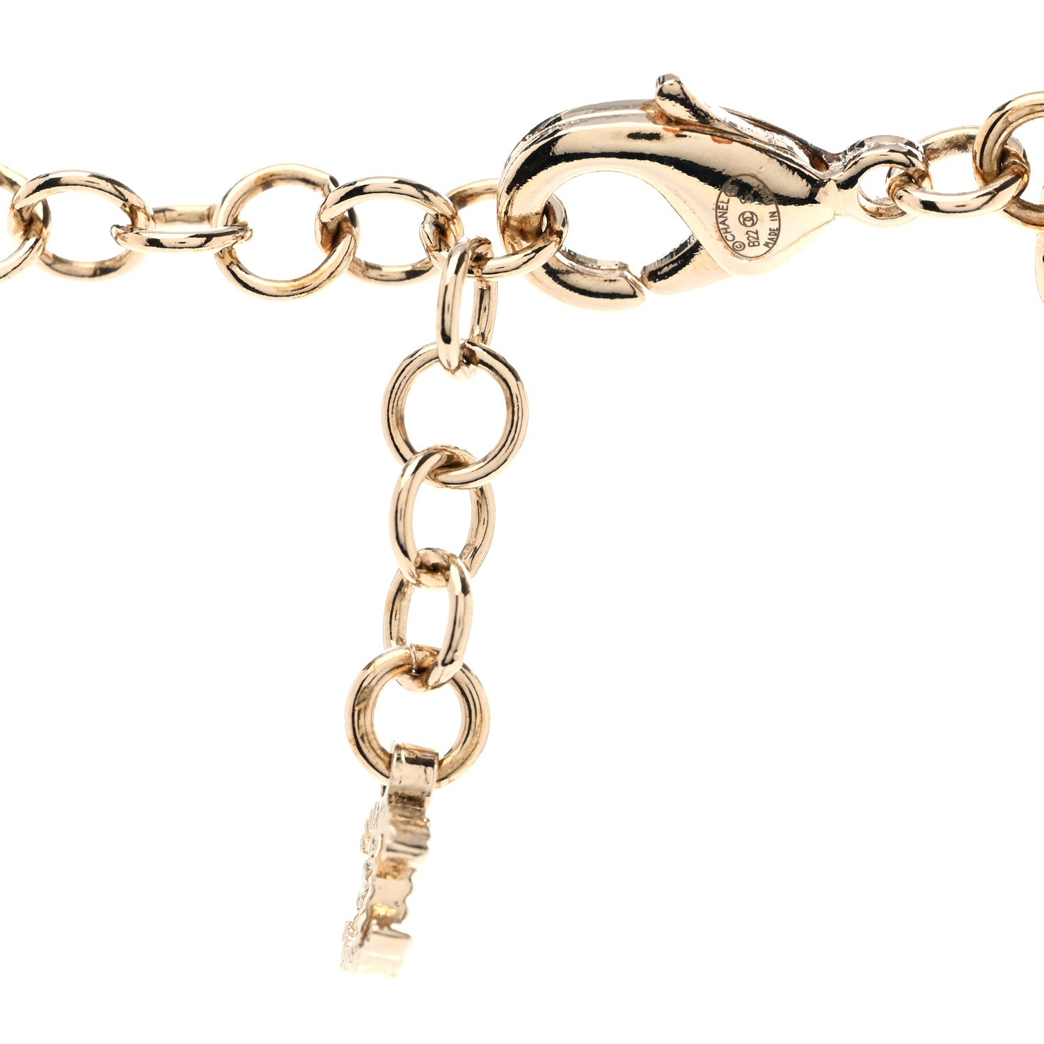 Chanel Metal Lambskin CC Chain Necklace Gold Black 5 of 7