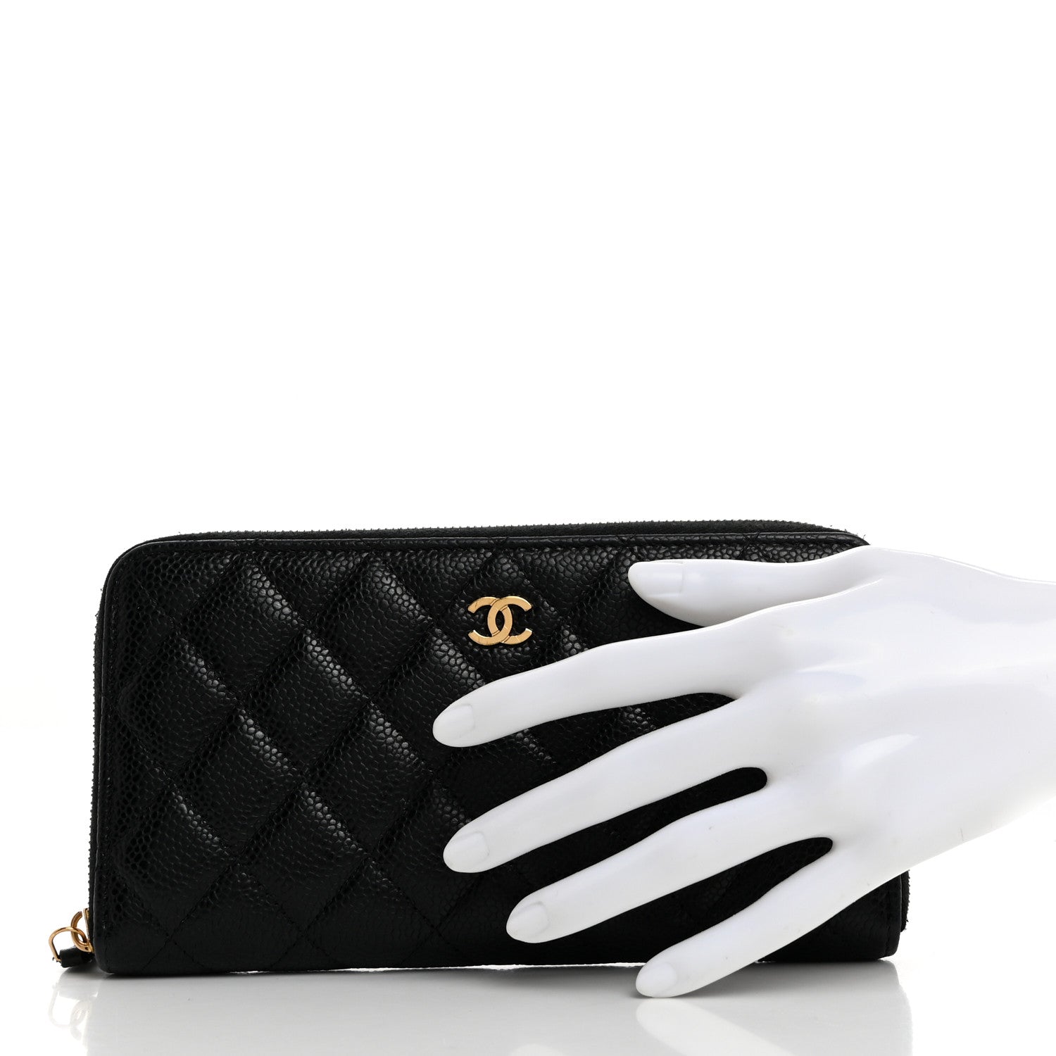 Chanel Caviar Quilted Large Gusset Zip Around Wallet Black 2 of 9