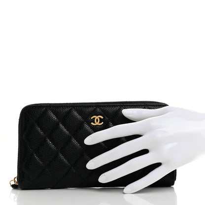 Chanel Caviar Quilted Large Gusset Zip Around Wallet Black 2 of 9