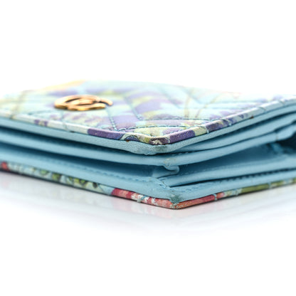 Gucci X UNSKILLED WORKER Calfskin Matelasse Flora Painted GG Marmont Card Case Wallet Cloudy Blue Multicolor 9 of 13