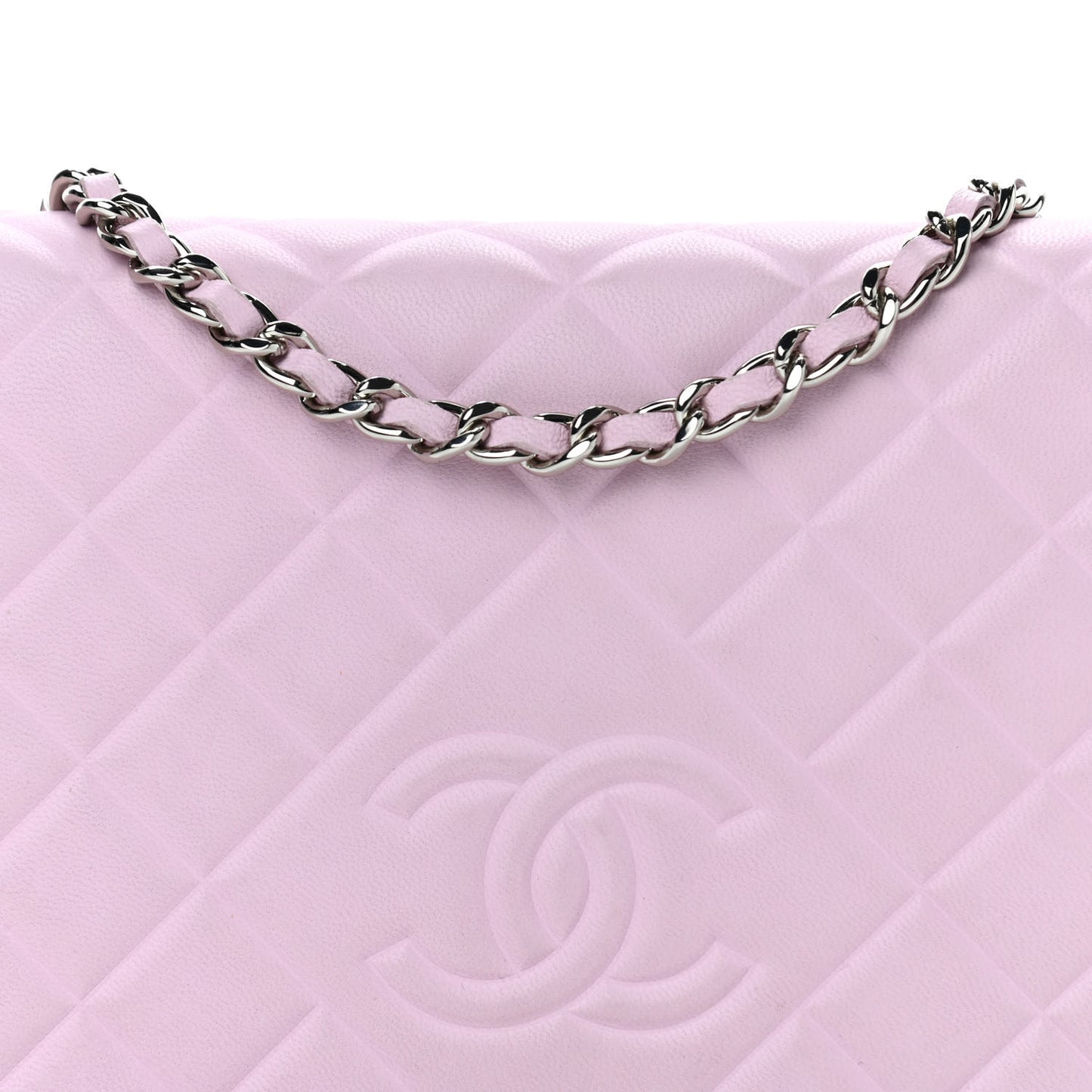 Goatskin Quilted Diamond CC Wallet On Chain WOC Pink