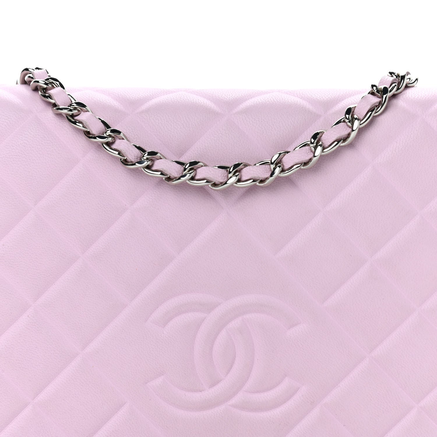Chanel Goatskin Quilted Diamond CC Wallet On Chain WOC Pink 8 of 15