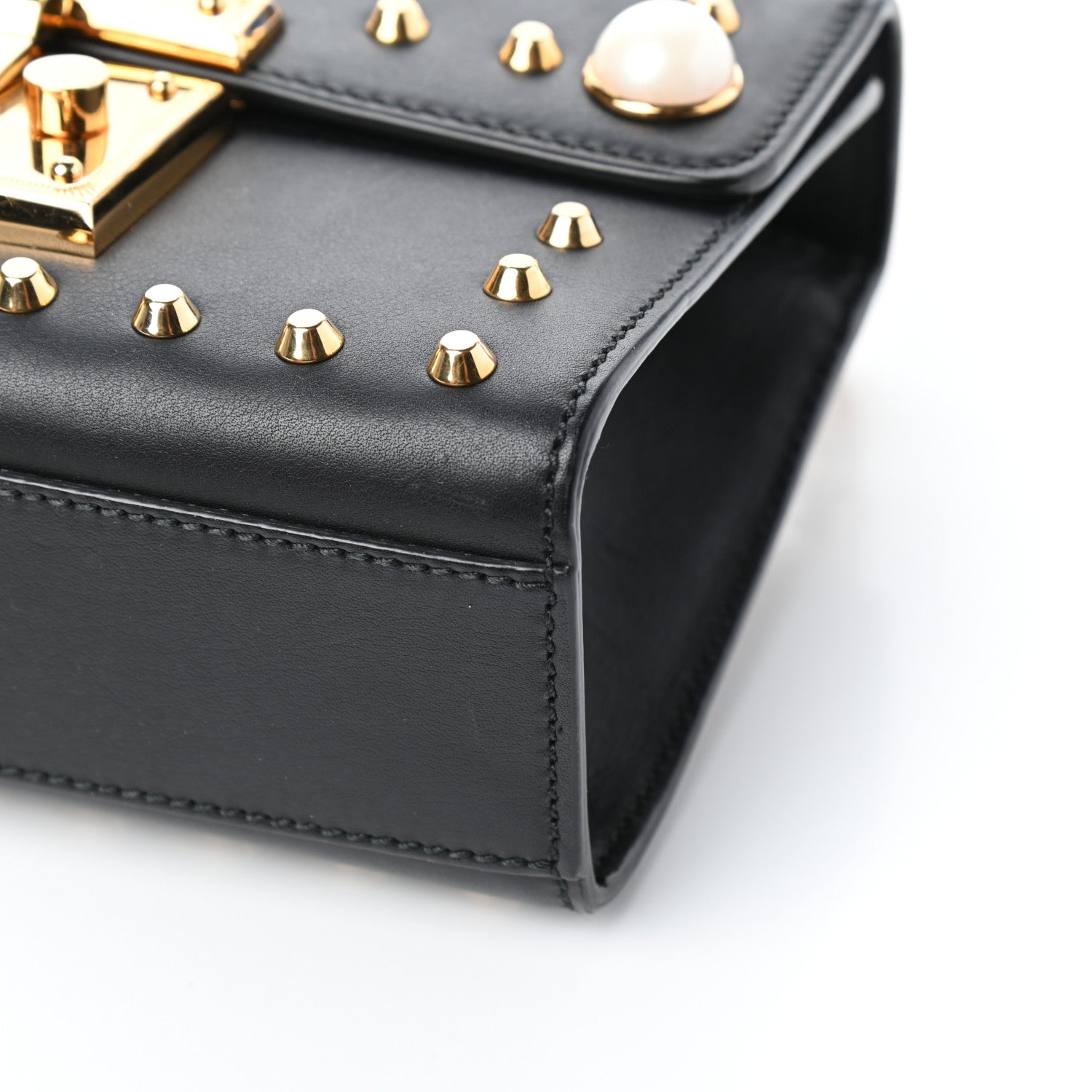 Gucci Calfskin Studded Small Padlock Shoulder Bag Black 10 of 10