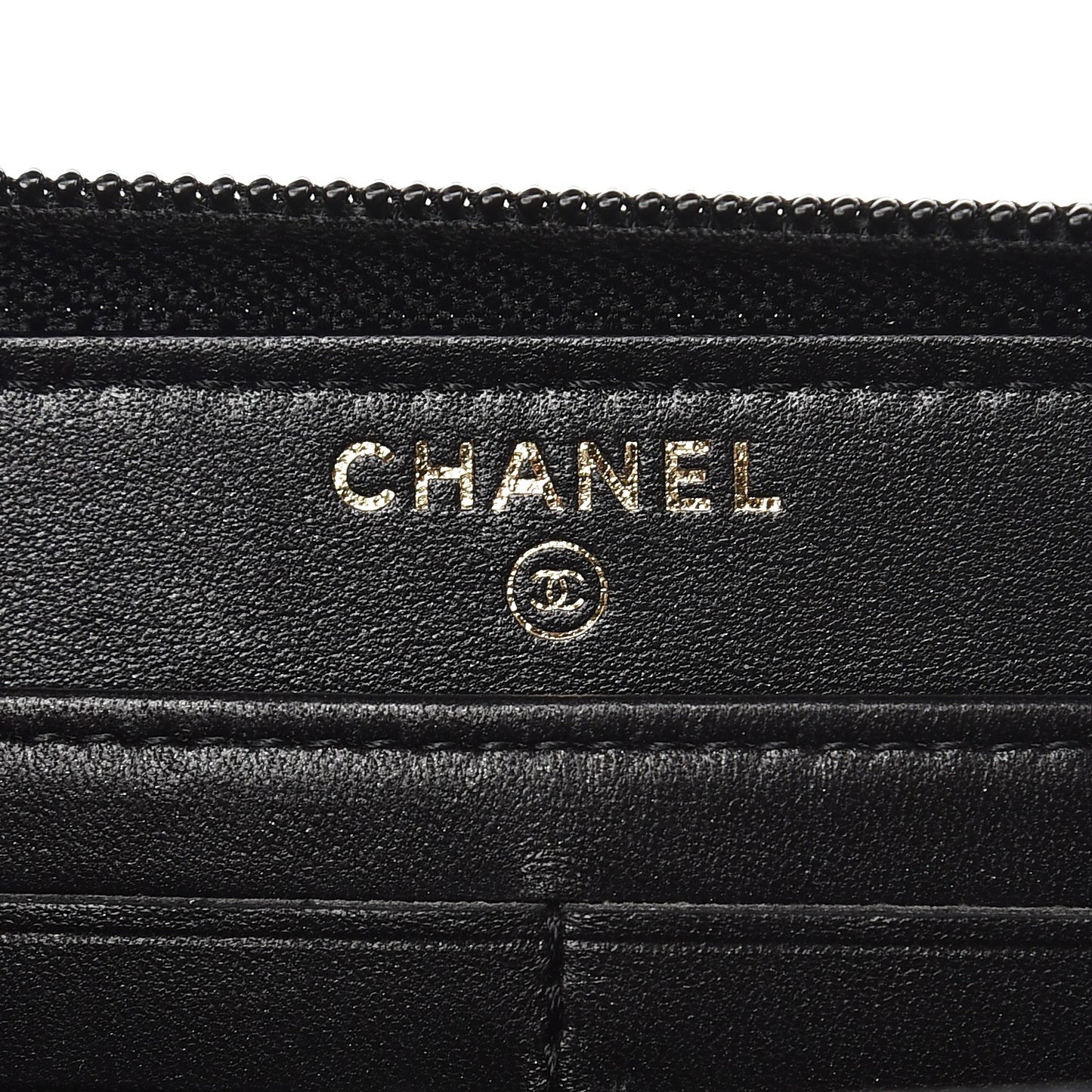 Glazed Calfskin Boy Zip Around Wallet Black
