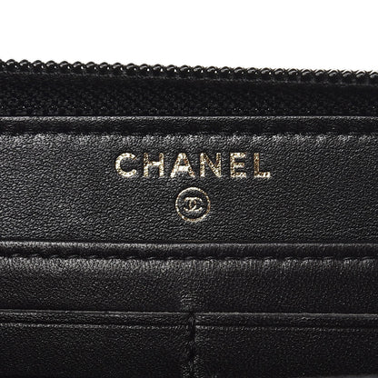 Chanel Glazed Calfskin Boy Zip Around Wallet Black 7 of 9