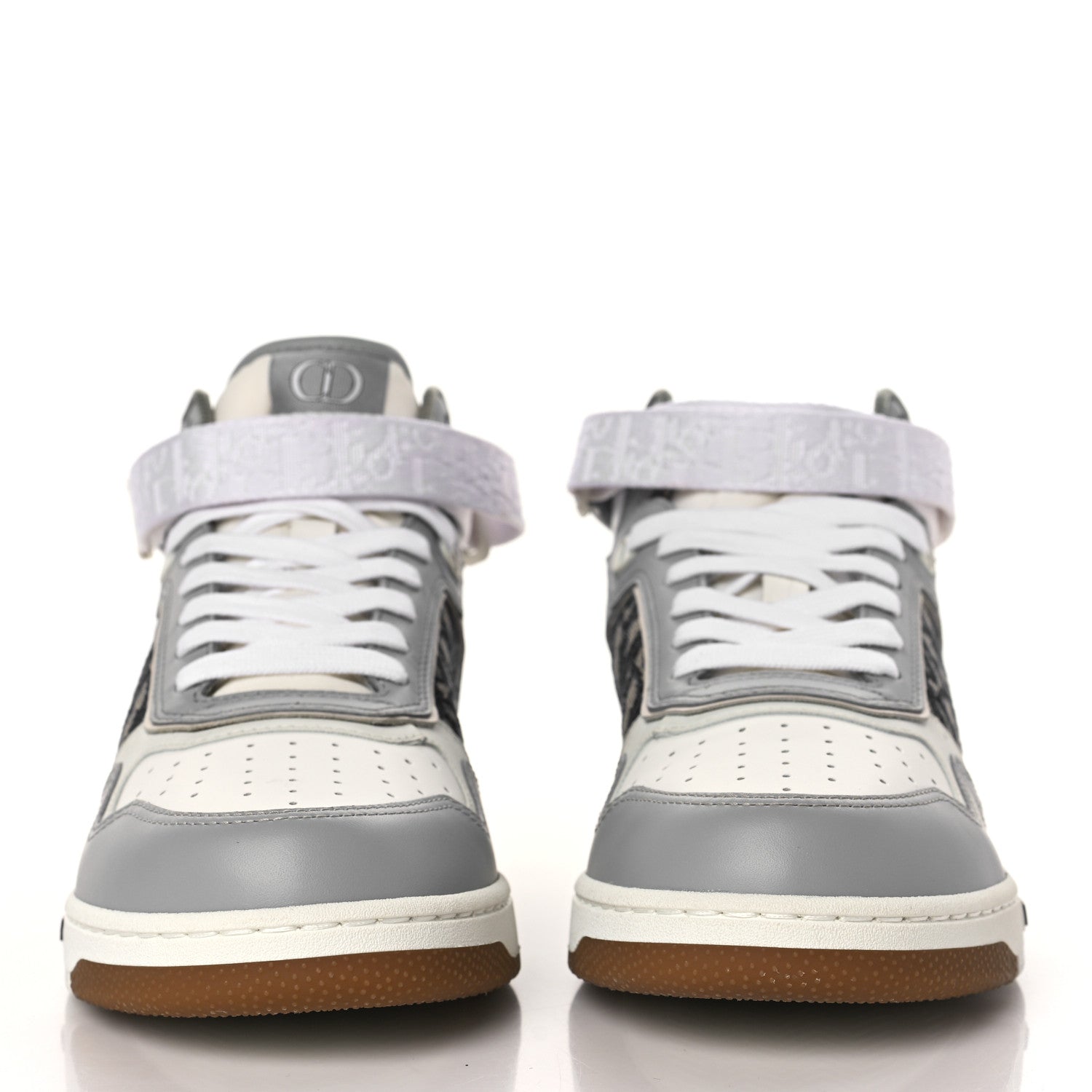 Christian Dior Smooth Calfskin Jacquard Oblique Mens B27 Mid Top Sneakers 41 Beige Blue 3 of 8