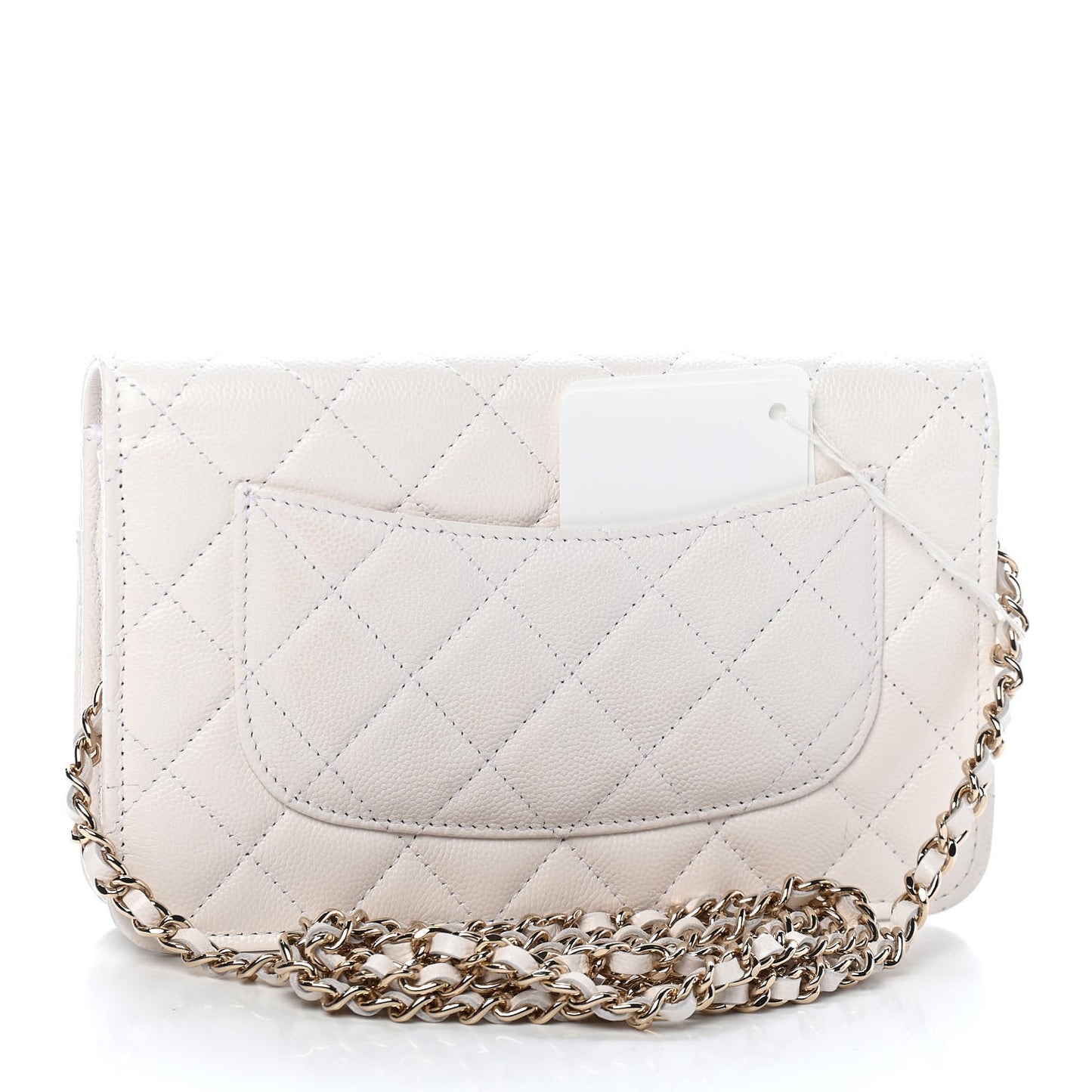 Caviar Quilted Wallet On Chain WOC White