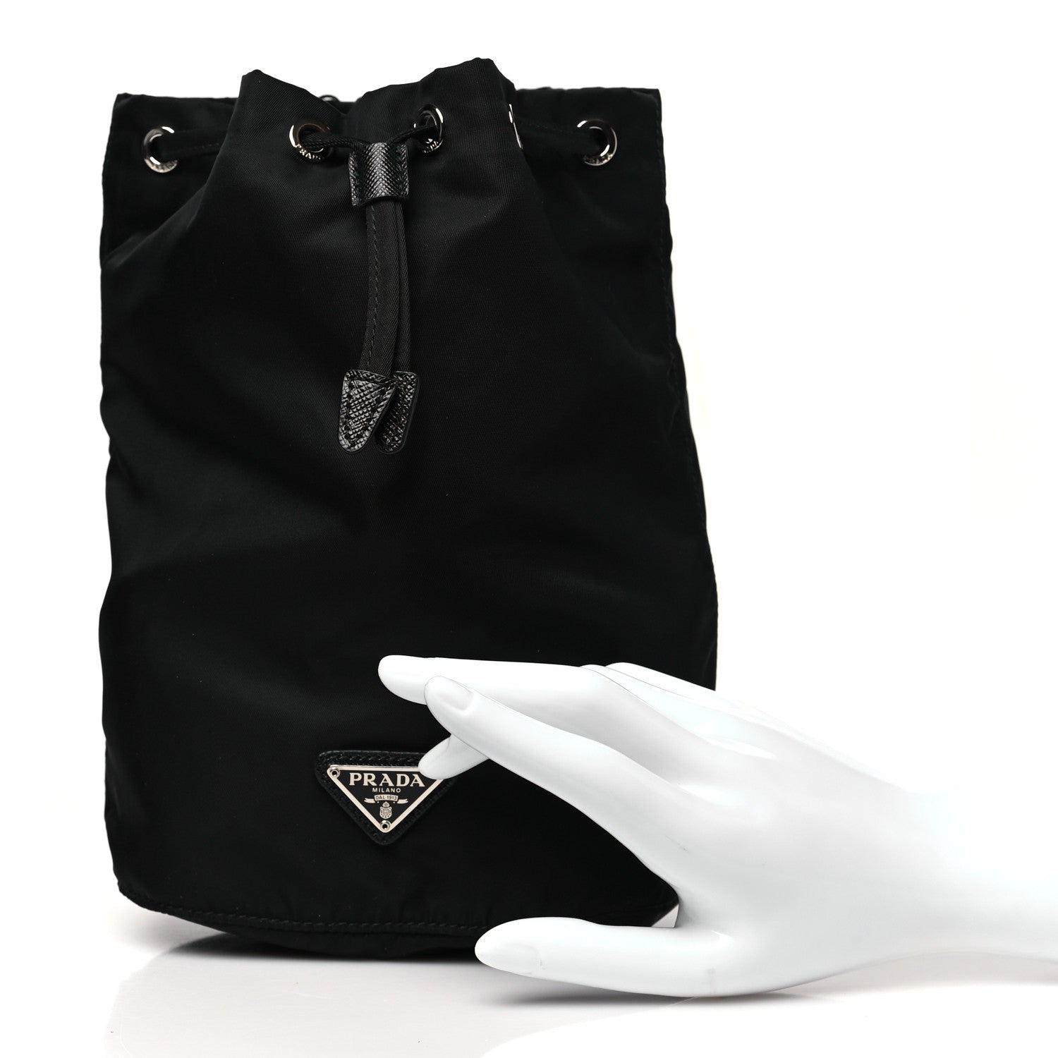 Prada Nylon Vela Drawstring Pouch Black 2 of 9