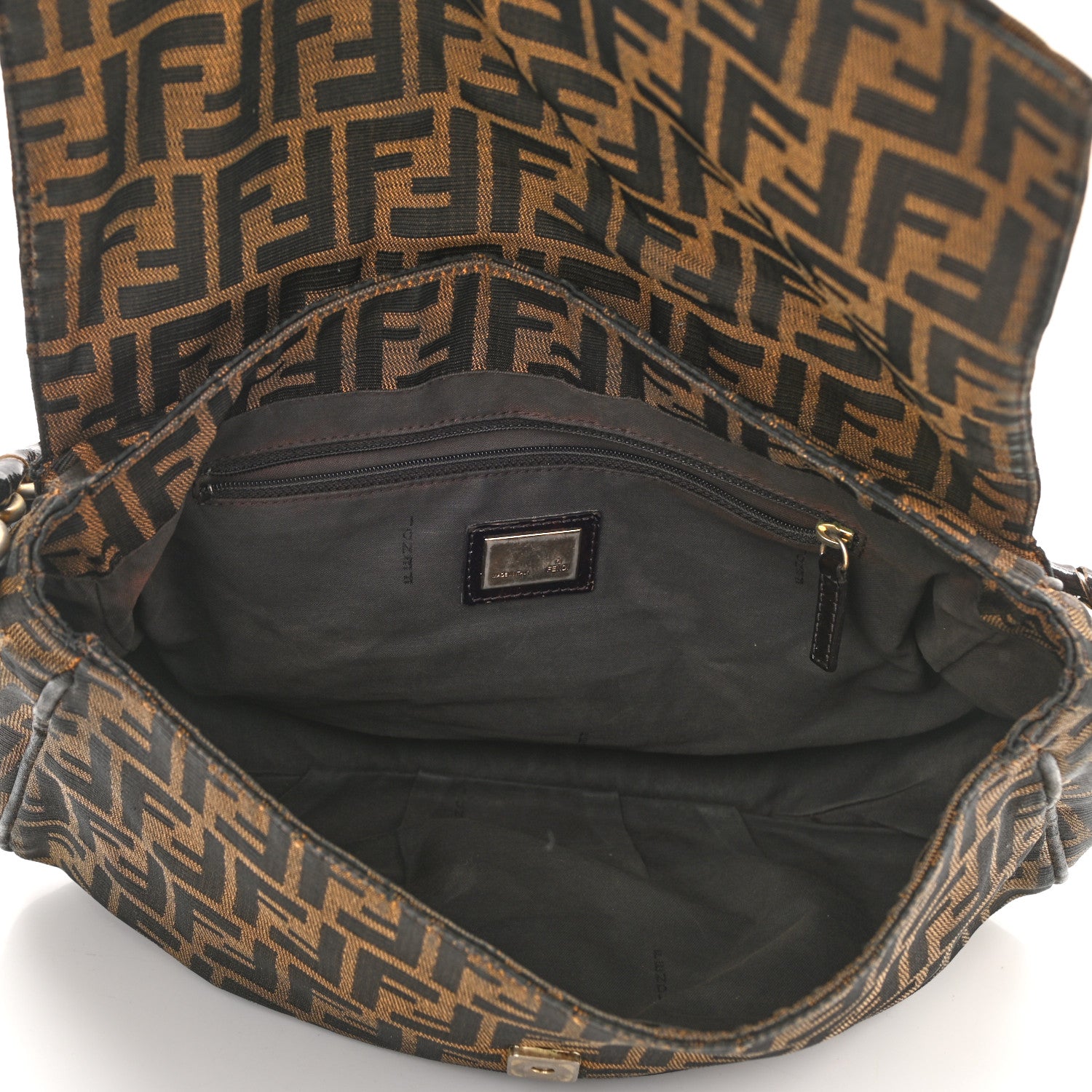 Fendi Zucca Patent Mia Shoulder Flap Tobacco 4 of 7