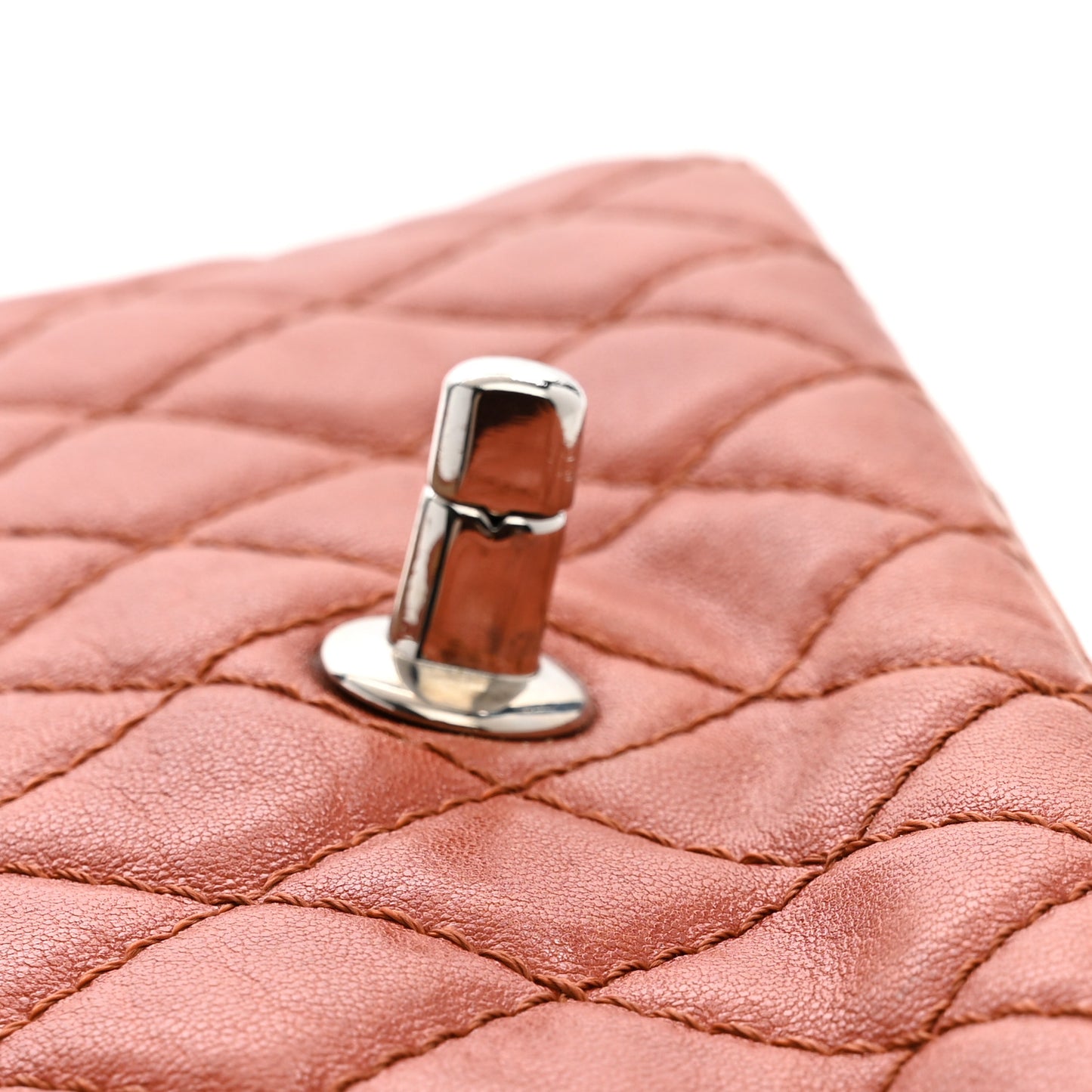 Glazed Lambskin Quilted Medium Double Flap Bijoux Chain Dark Orange