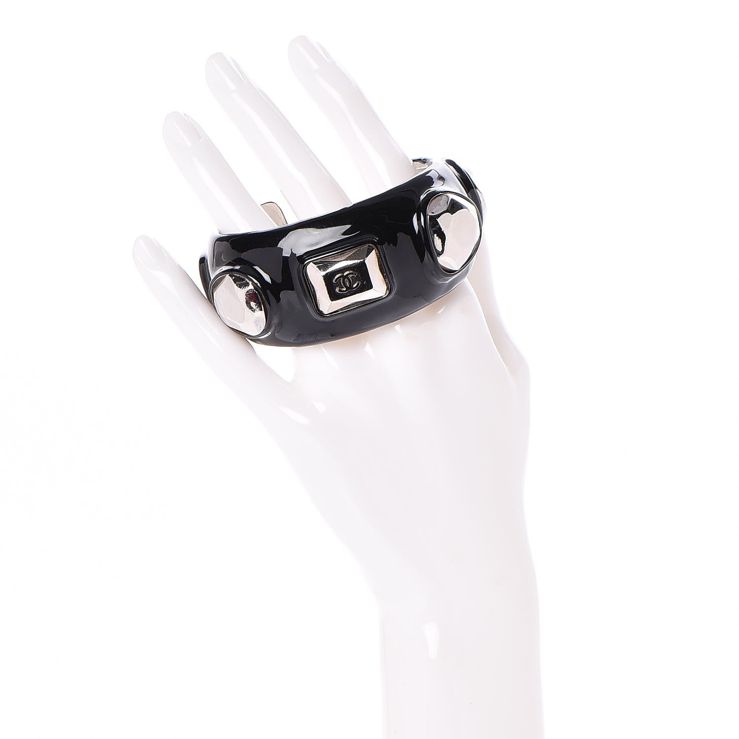 Chanel Enamel Studded CC Cuff Black 2 of 4