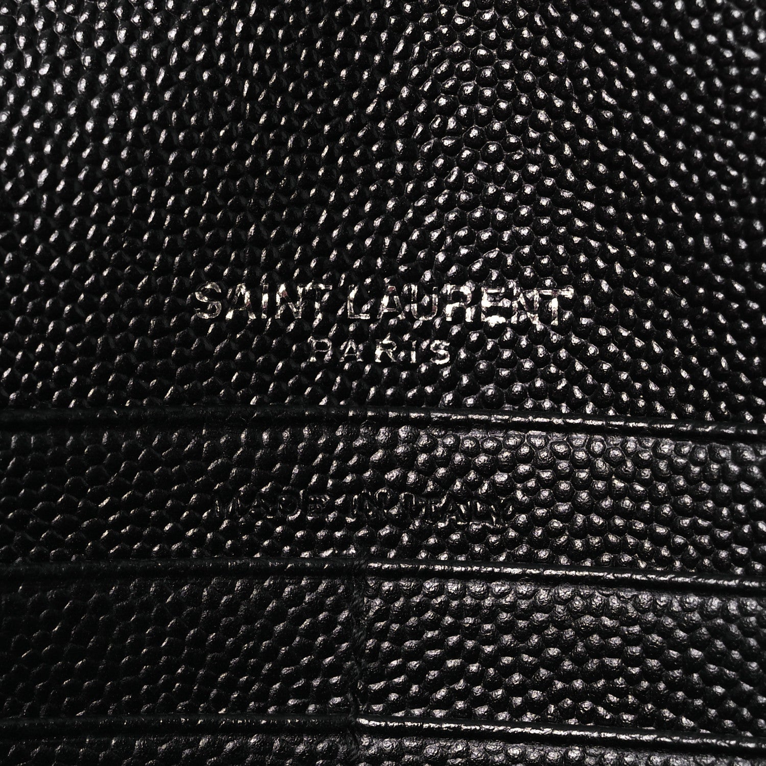 Saint Laurent Grain De Poudre Matelasse Chevron Monogram Monochrome Envelope Chain Wallet Black 9 of 15