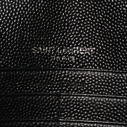 Saint Laurent Grain De Poudre Matelasse Chevron Monogram Monochrome Envelope Chain Wallet Black 9 of 15
