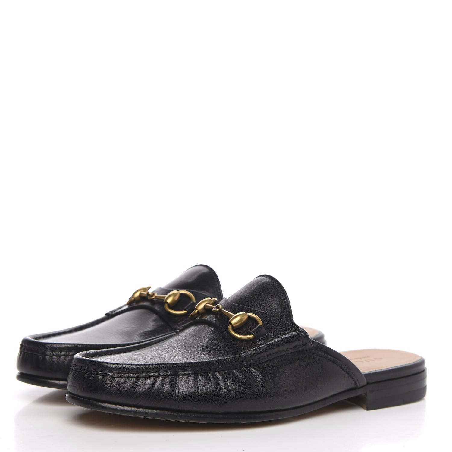 Gucci Goatskin Mens Horsebit Slippers 8 Black 3 of 9