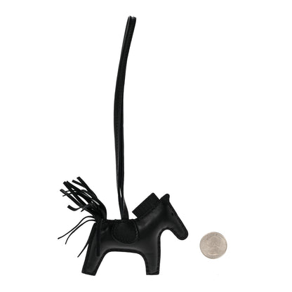 Hermes Milo Lambskin Grigri Rodeo Horse Bag Charm PM So Black 2 of 4