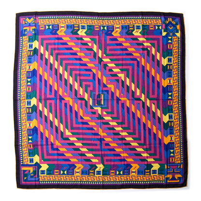 Hermes Cashmere Silk Le Fil D'Ariane Shawl 140 Jaune Violet Vert 2 of 5