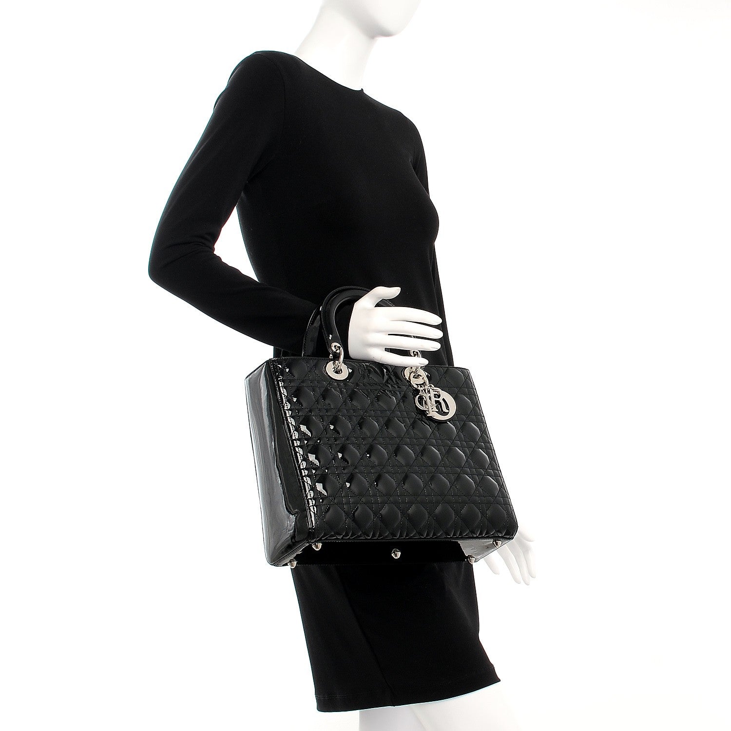 Christian Dior Patent Cannage Large Lady Dior Black 3 of 8