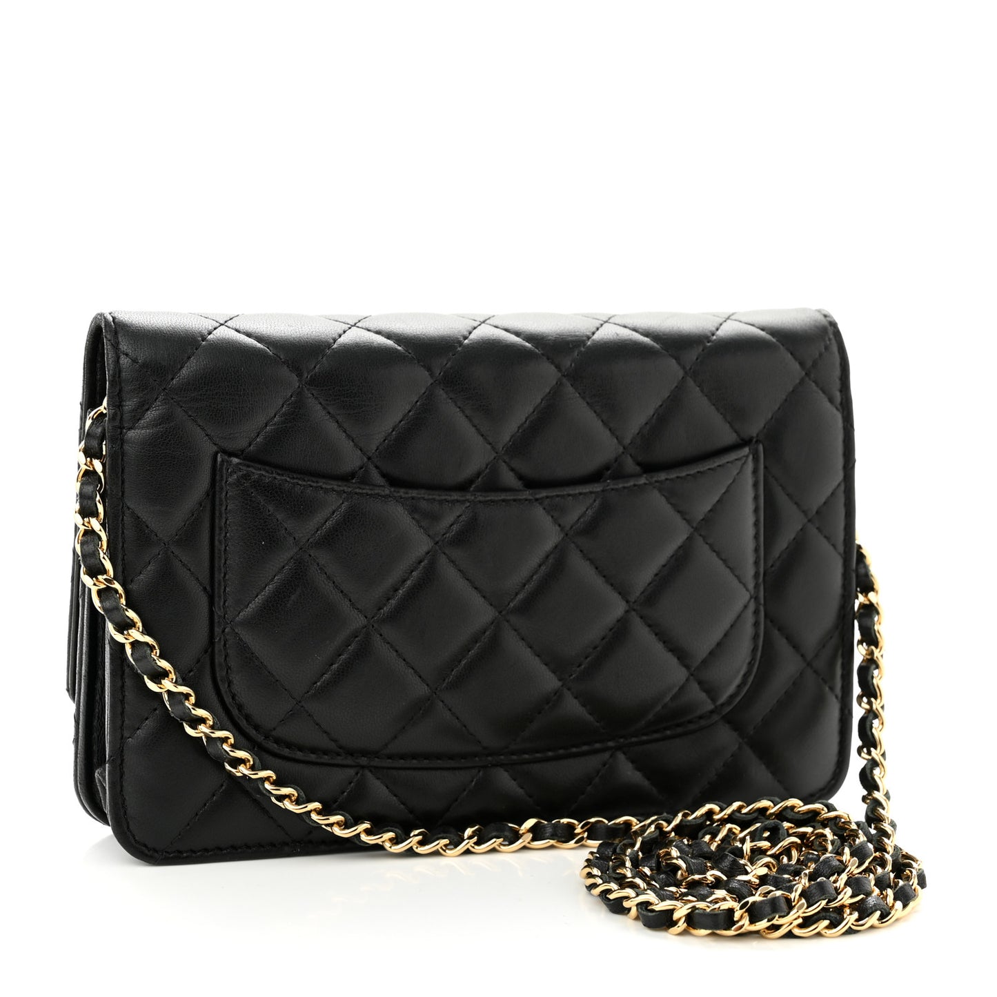 Lambskin Quilted Wallet On Chain WOC Black