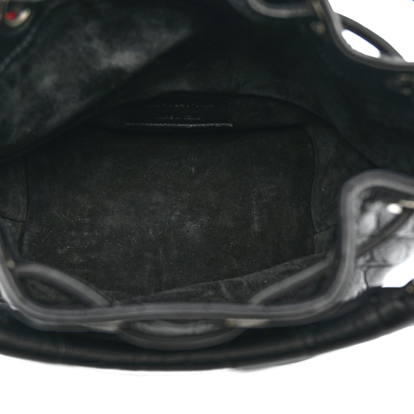 Calfskin Crocodile Embossed Small Emmanuelle Bucket Bag Black