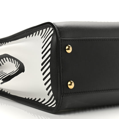Fendi X JOSHUA VIDES Calfskin Medium Peekaboo Iconic Satchel White Black 10 of 11