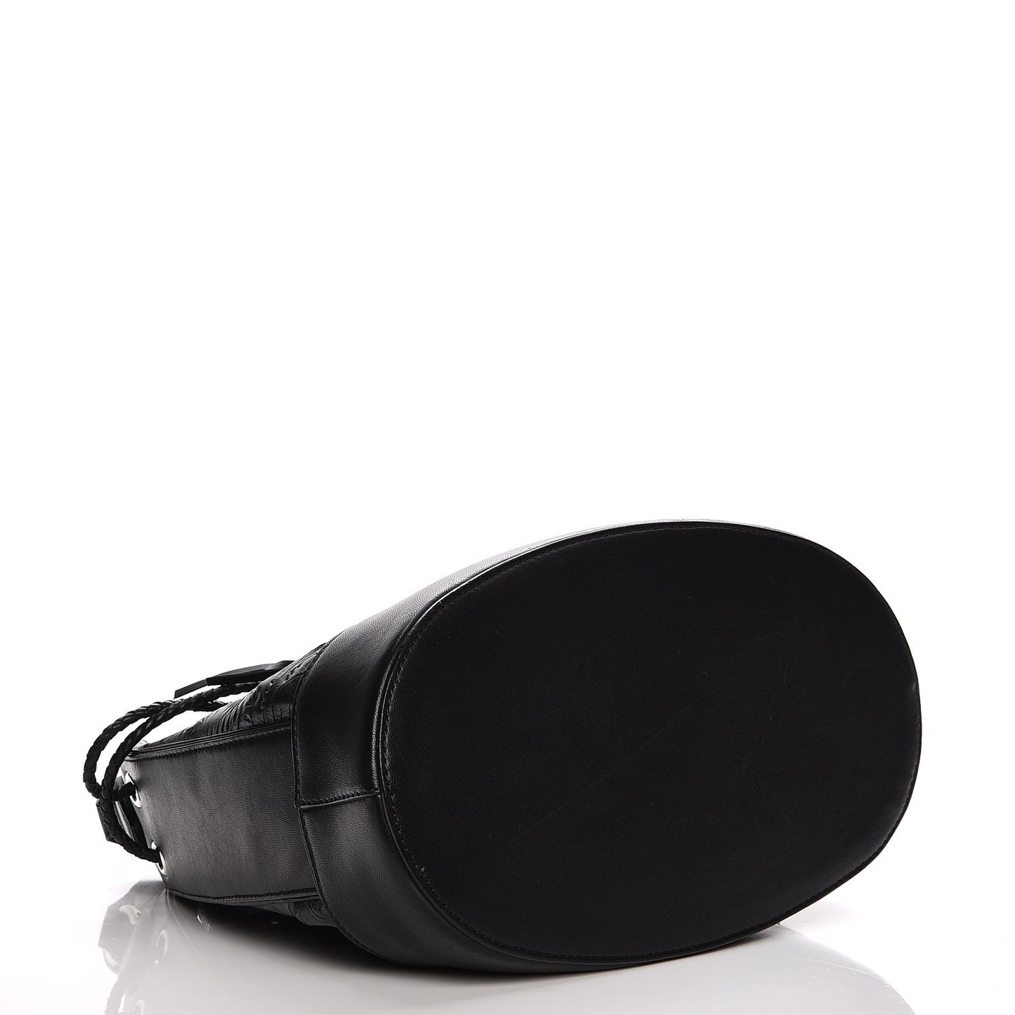 Calfskin Laser Cut Drawstring Bag Black