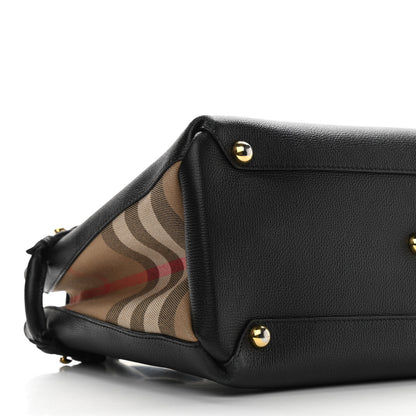 Burberry Grainy Calfskin House Check Medium Banner Tote Black 9 of 11