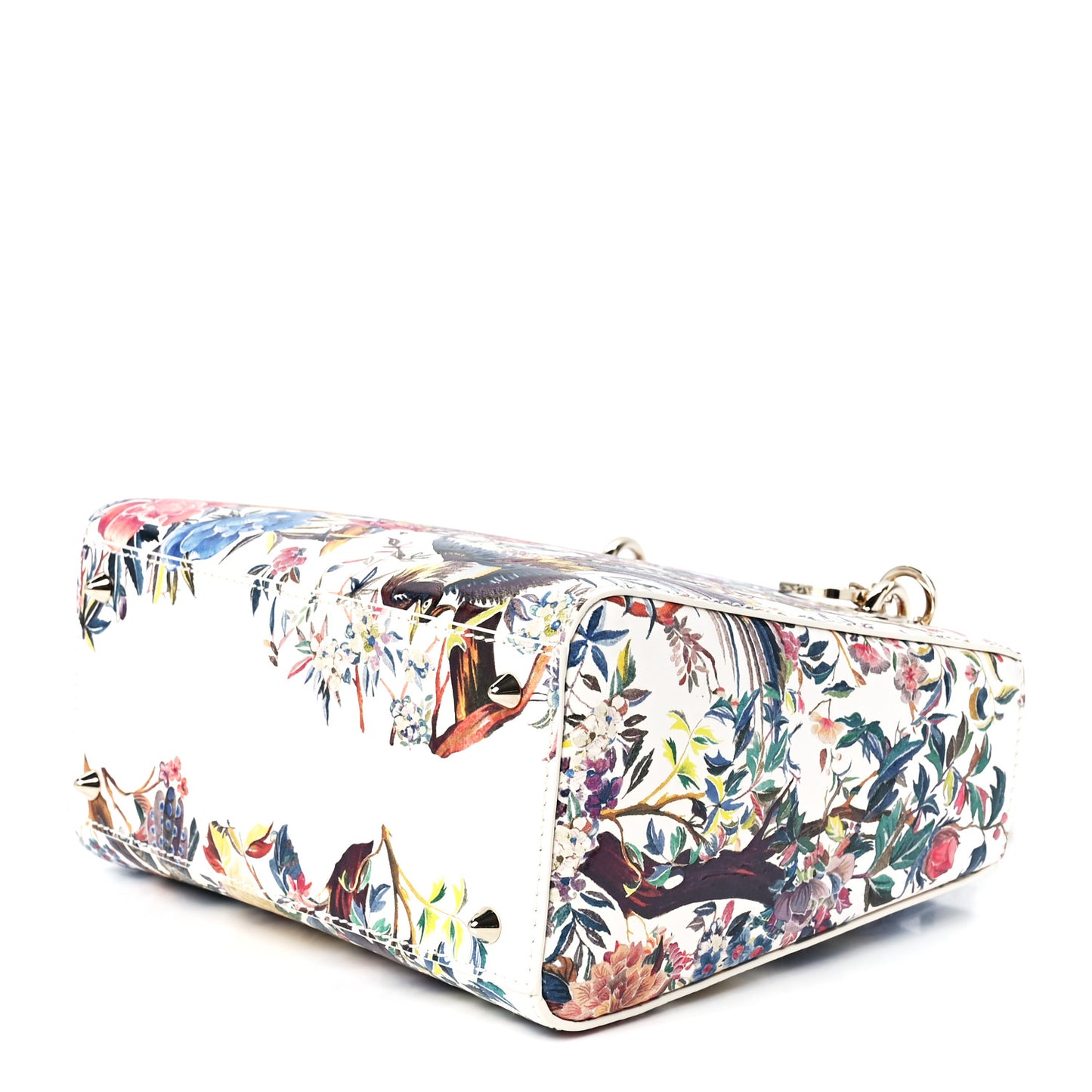 Calfskin Jardin D'Hiver Printed Medium Lady Dior White Multicolor