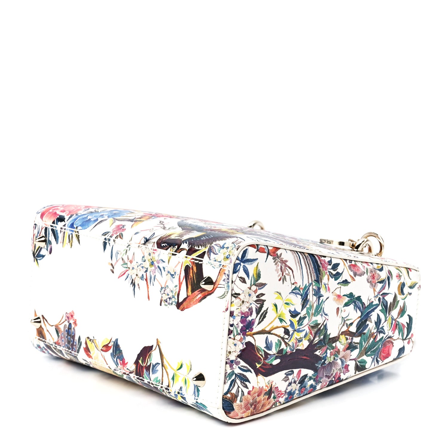 Christian Dior Calfskin Jardin D'Hiver Printed Medium Lady Dior White Multicolor 9 of 11