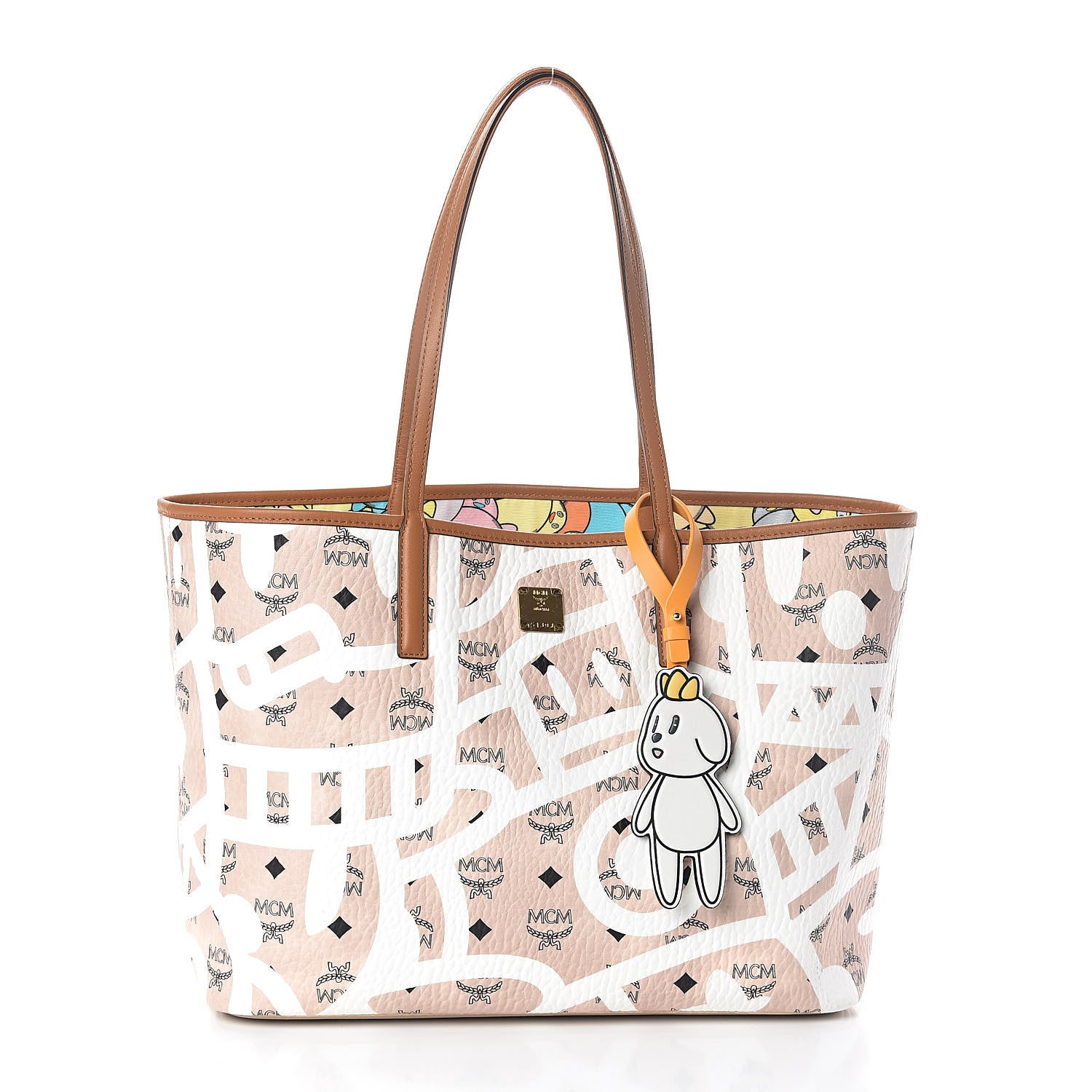 MCM X Eddie Kang Visetos Medium Reversible Shopper Tote Natural 4 of 17