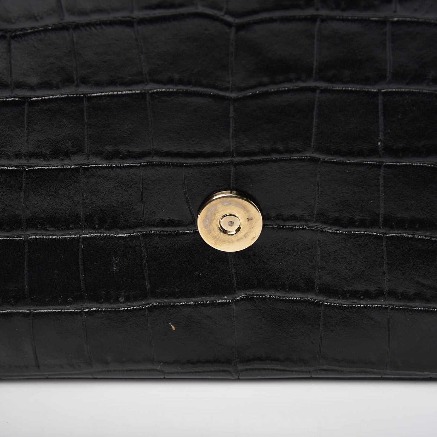 Calfskin Crocodile Embossed Small Nobile Shoulder Bag Black
