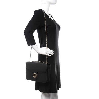 Gucci Dollar Calfskin Interlocking G Shoulder Bag Black 2 of 11