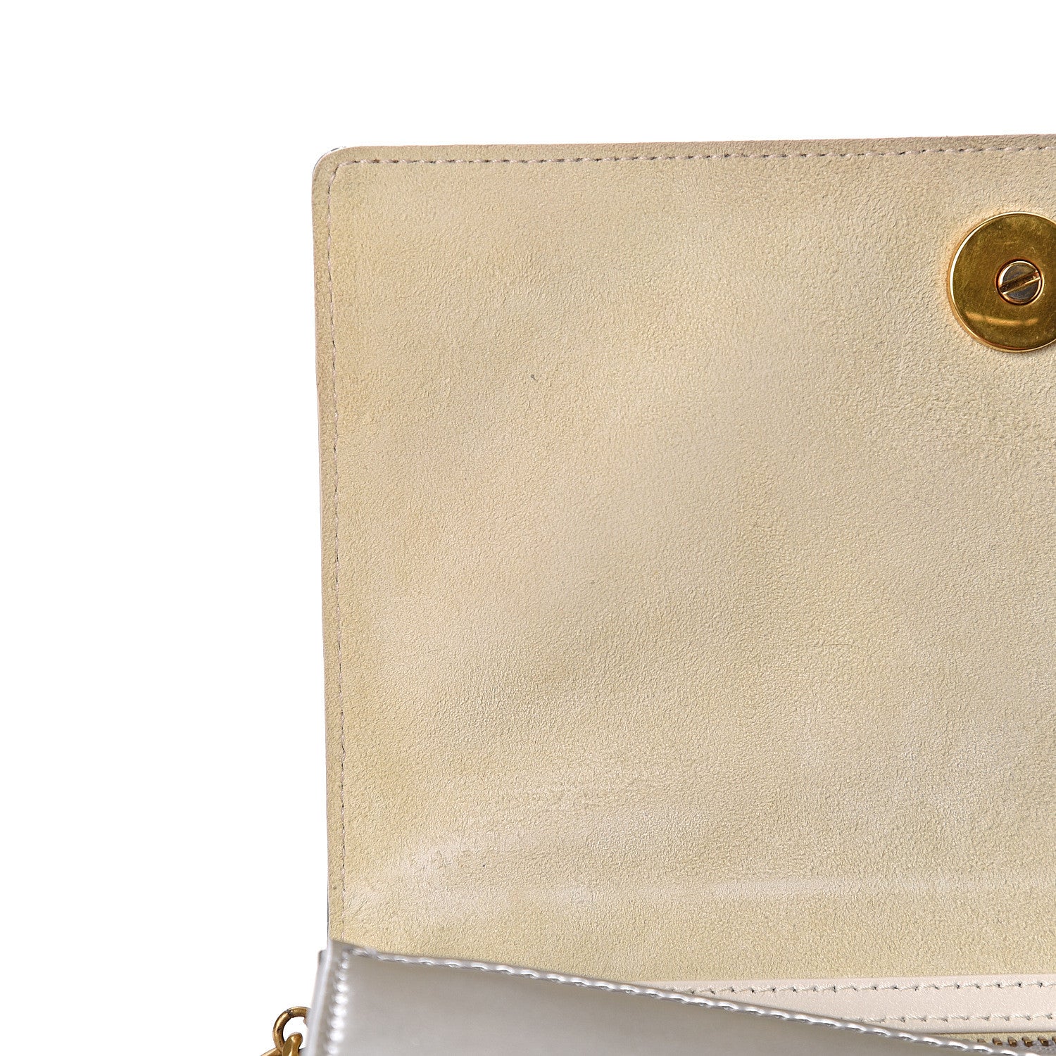 Christian Dior Metallic Patent Studded Diorama Top Handle Wallet on Chain Pouch Silver 9 of 12