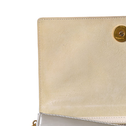 Christian Dior Metallic Patent Studded Diorama Top Handle Wallet on Chain Pouch Silver 9 of 12
