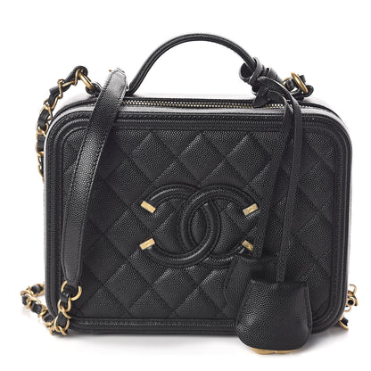 Chanel Caviar Quilted Medium CC Filigree Vanity Case Black 1 of 11