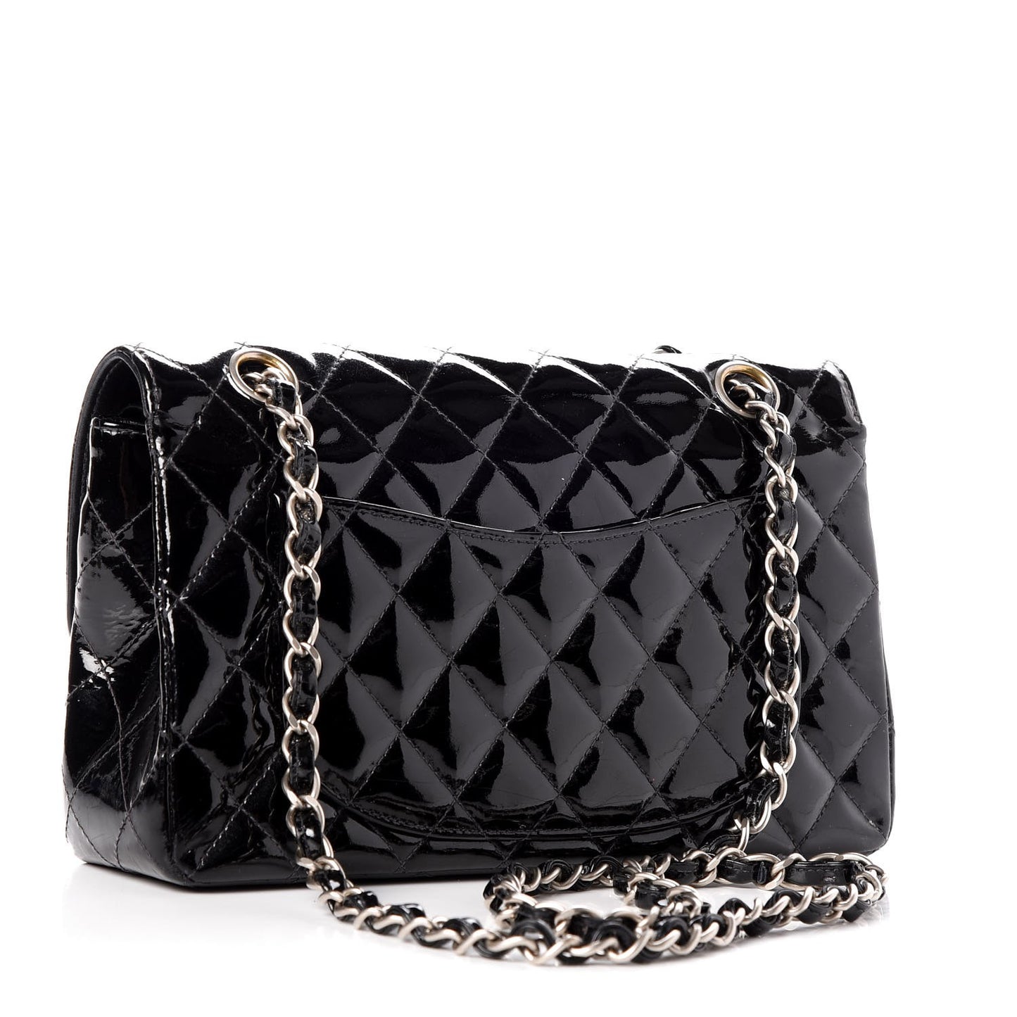 Patent Quilted Small Double Flap Black