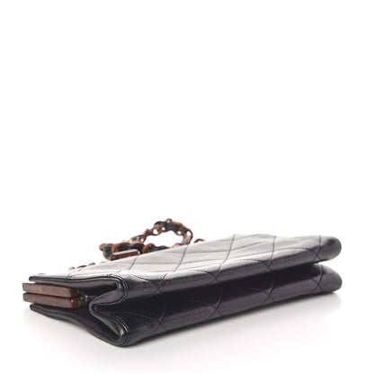 Chanel Caviar Quilted Wood Handle Clutch Black 3 of 9