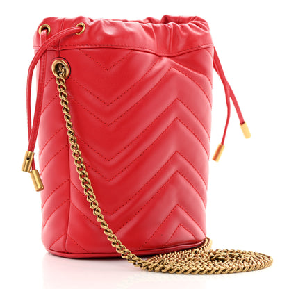 Gucci Calfskin Matelasse Mini GG Marmont 2.0 Bucket Bag Hibiscus Red 3 of 12