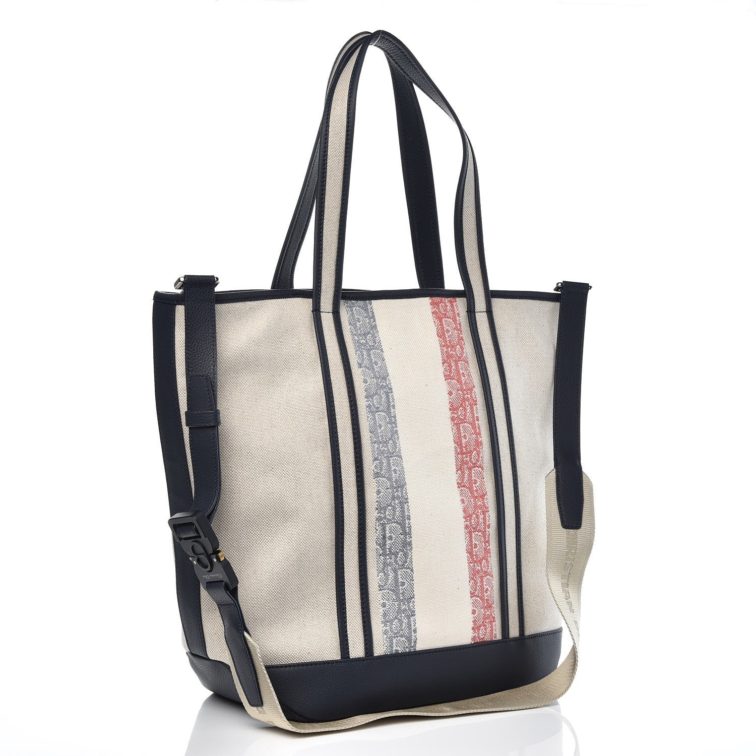 Christian Dior HOMME Oblique Canvas Grained Calfskin Three-Tone Tote Beige 3 of 7