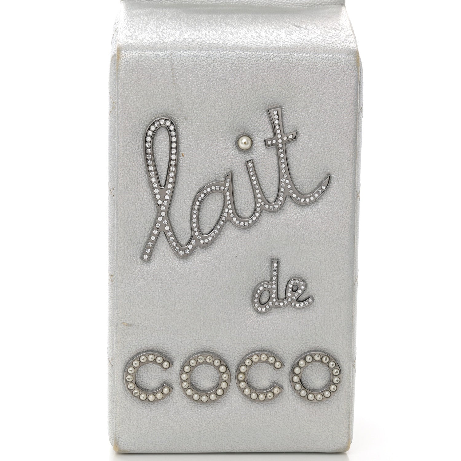 Chanel Metallic Goatskin Lait de Coco Milk Carton Bag Silver 9 of 16