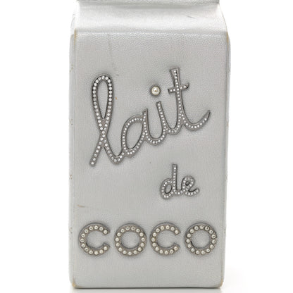 Chanel Metallic Goatskin Lait de Coco Milk Carton Bag Silver 9 of 16