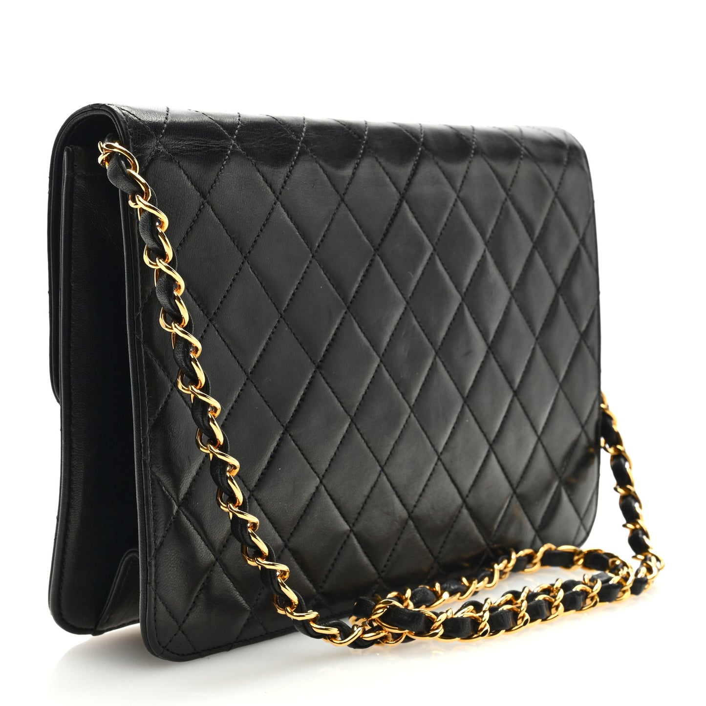 Lambskin Quilted Small Single Flap Black