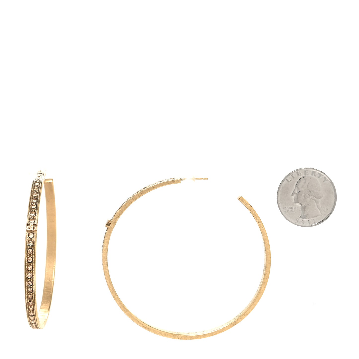 Crystal CC Hoop Earrings Gold