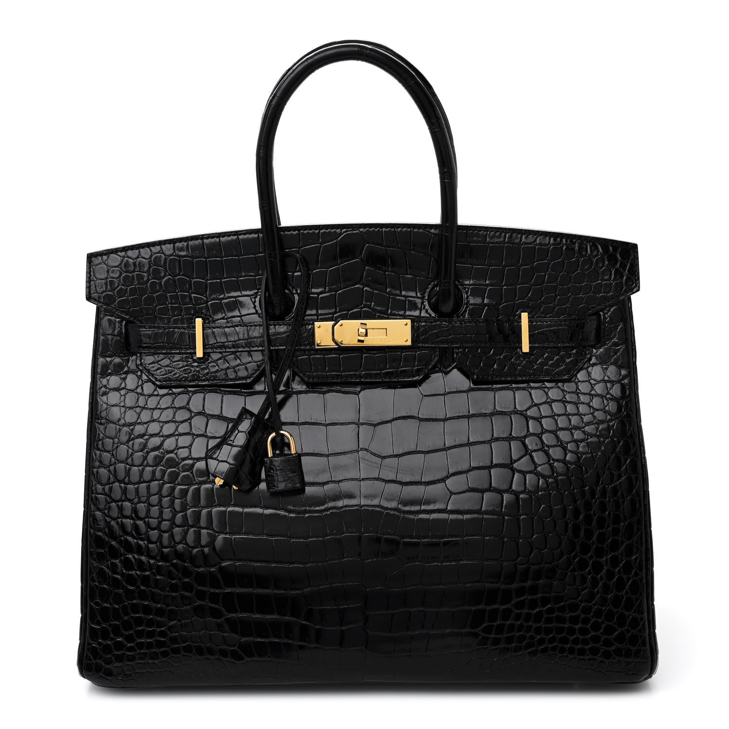 Hermes Shiny Porosus Crocodile Birkin 35 Black 1 of 13